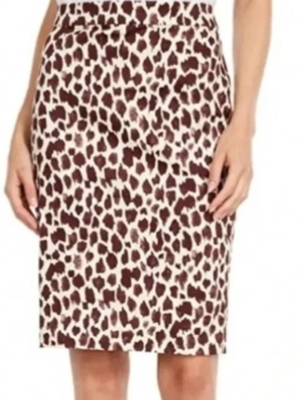 J Crew Giraffe-Inspired Print Pencil Skirt in Brown and Beige - Size 2